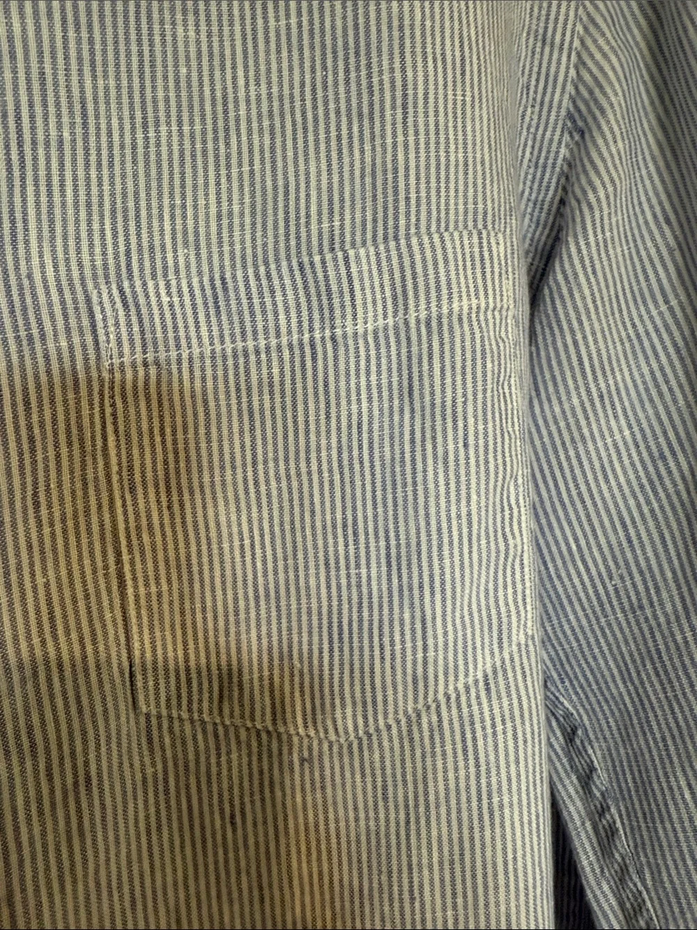 J. Crew Irish Linen by Baird McNutt Light Blue Pinstripe Button-Up Shirt Large
